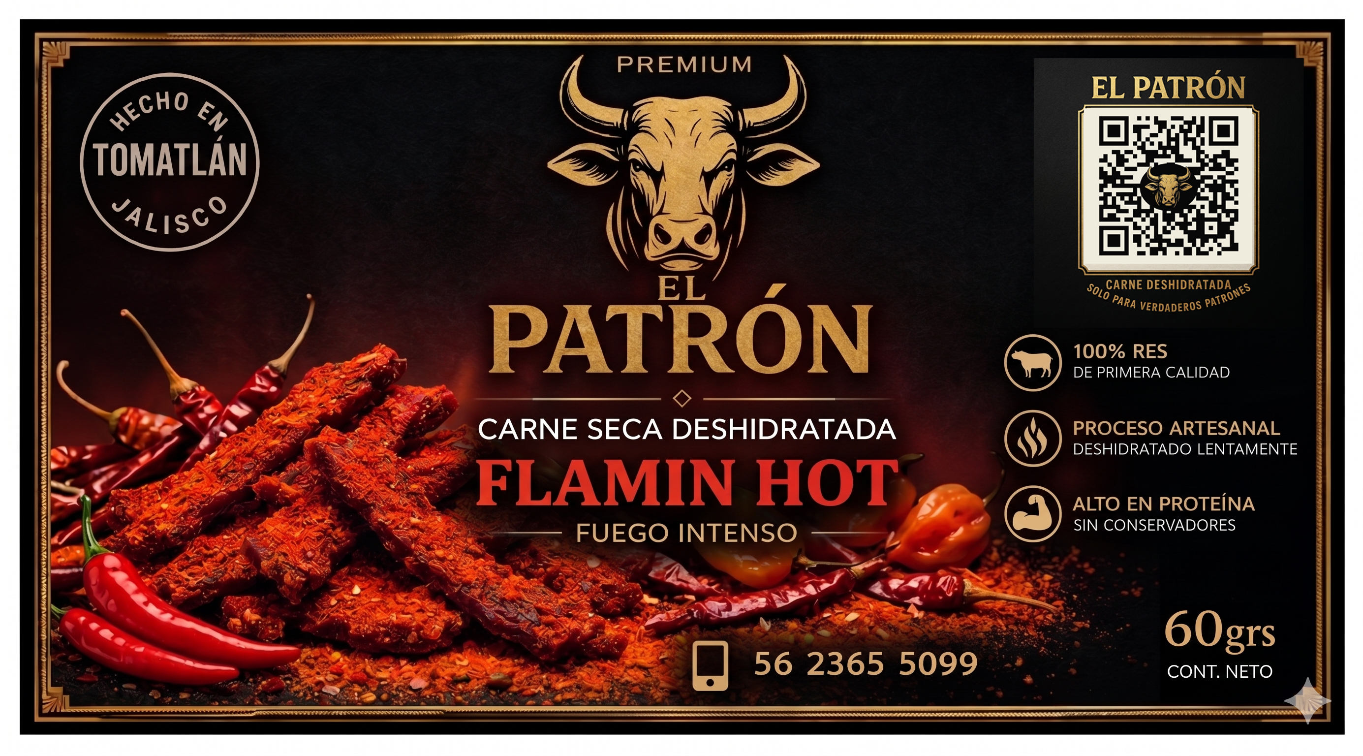 El Patron Flamin Hot — Carne seca picante
